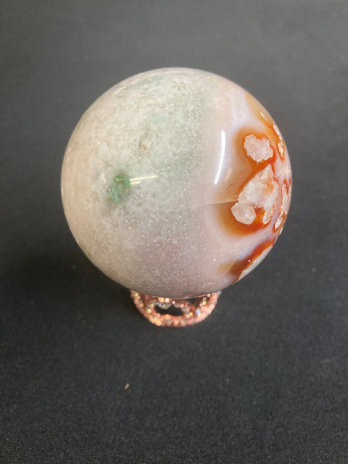 Green Flower agate with Carnelian (A)